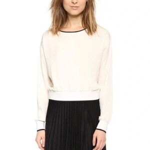 THEORY Delpy S Georgette Silk Cream Blouse - Size Petite